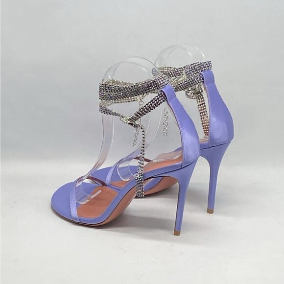 Amina Muaddi Giorgia Crystal-Embellished Satin Sandals size 36 - Picture 4 of 16